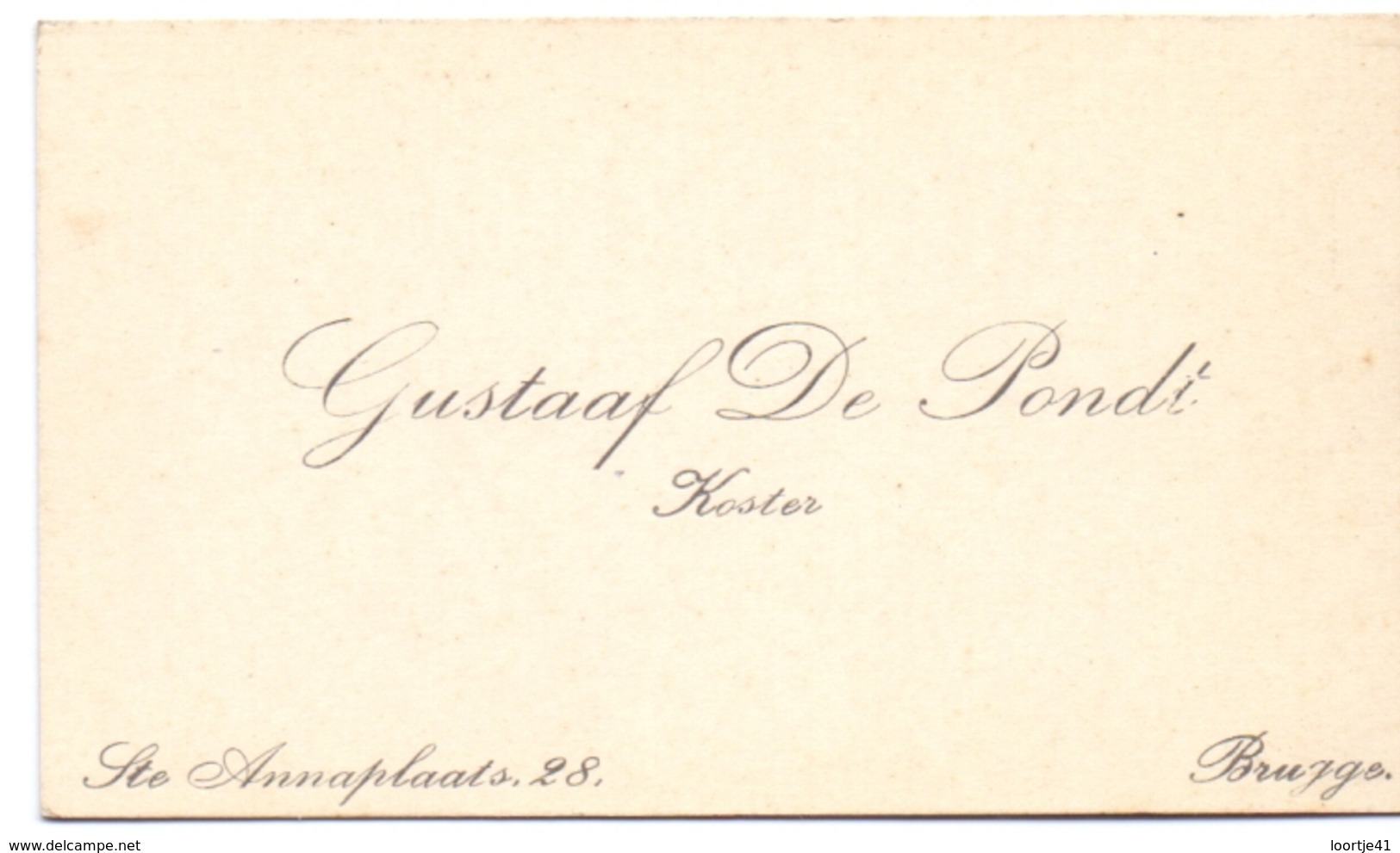 Visitekaartje - Carte Visite - Koster Gustaaf De Pondt - Brugge - Cartes De Visite