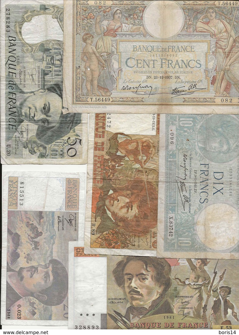 LOT  DE 6  BILLETS  FRANCAIS - Non Classificati