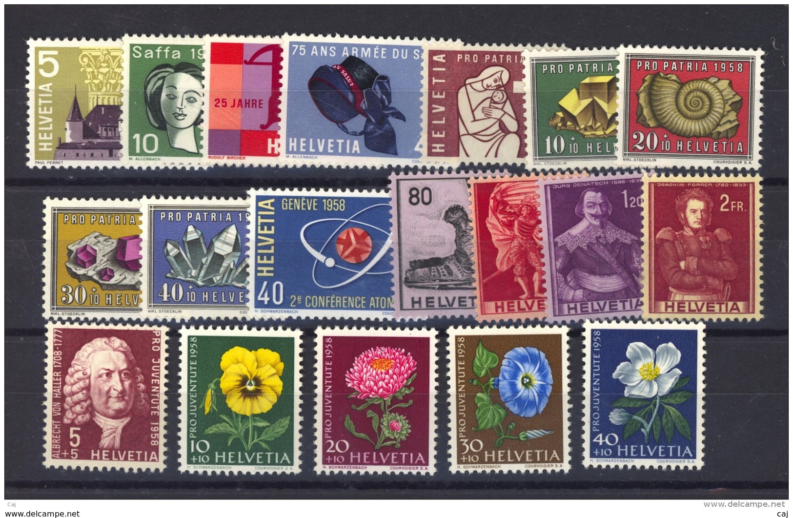 Suisse  :  Yv   602-620  **  Année 1958  Complète - Full Year - Neufs