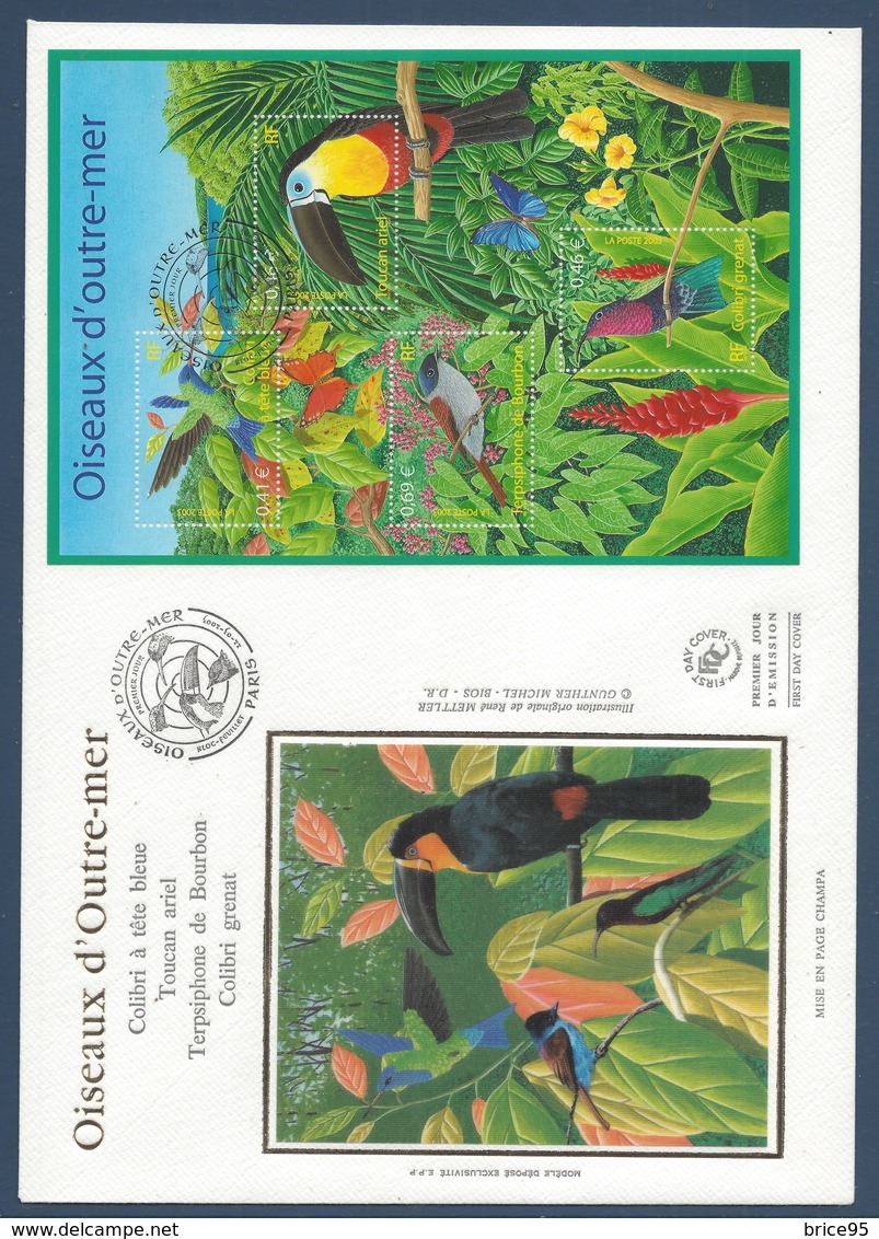 France FDC - Premier Jour - YT Bloc N° 56 - Grand Format - Oiseaux D'outre Mer - 2003 - 2000-2009