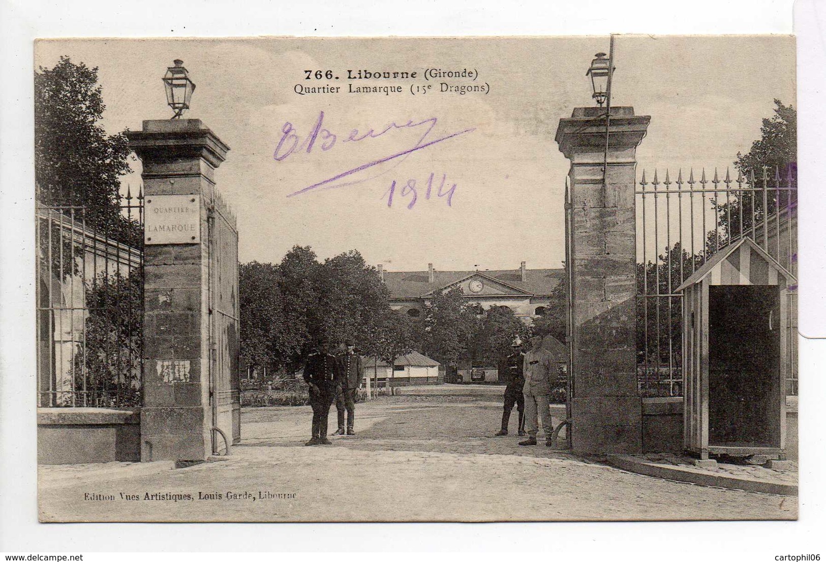 - CPA LIBOURNE (33) - Quartier Lamarque 1914 (15e Dragons) - Edition Louis Garde 766 - - Libourne
