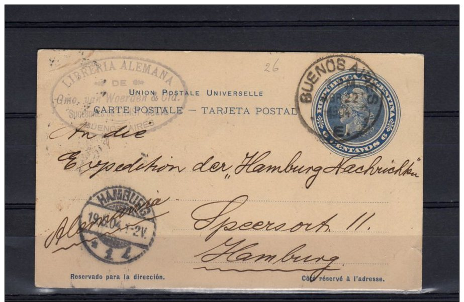 Card Buenos Aires 1904 To Hamburg Germany (za107) - Interi Postali