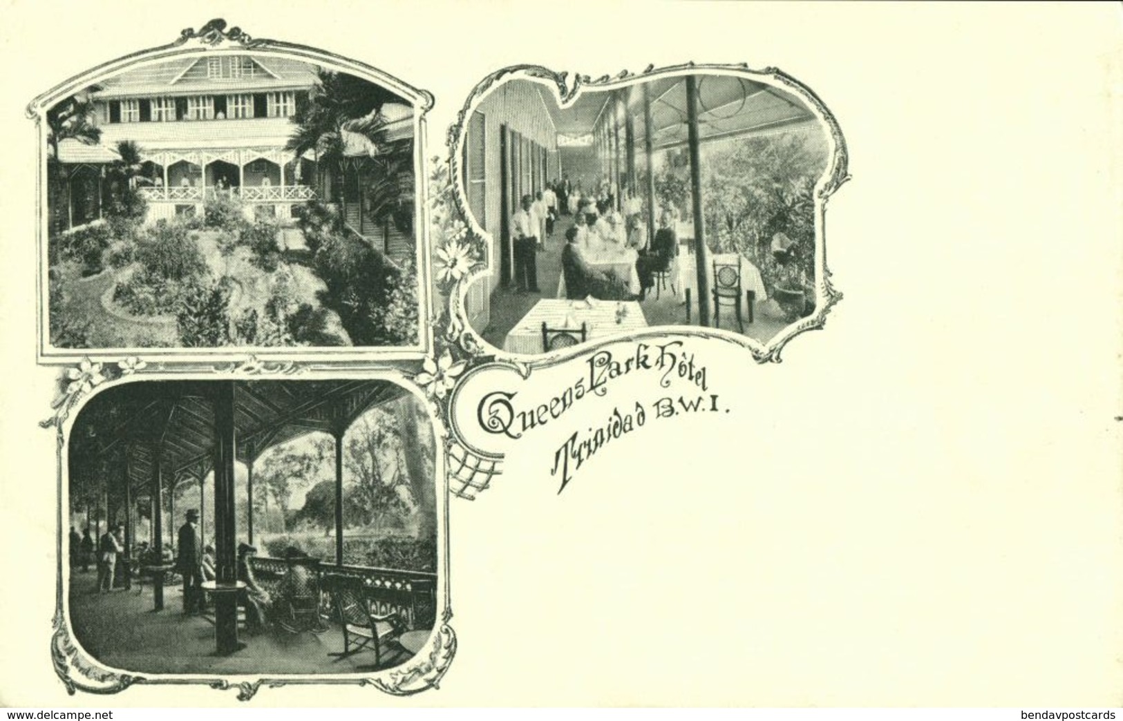 Trinidad B.W.I., Queen's Park Hotel (1899) Litho Multiview Postcard - Trinidad