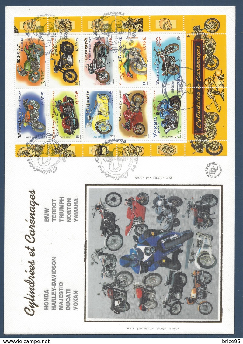 France FDC - Premier Jour - YT Bloc N° 51 - Grand Format - Motos - 2002 - 2000-2009