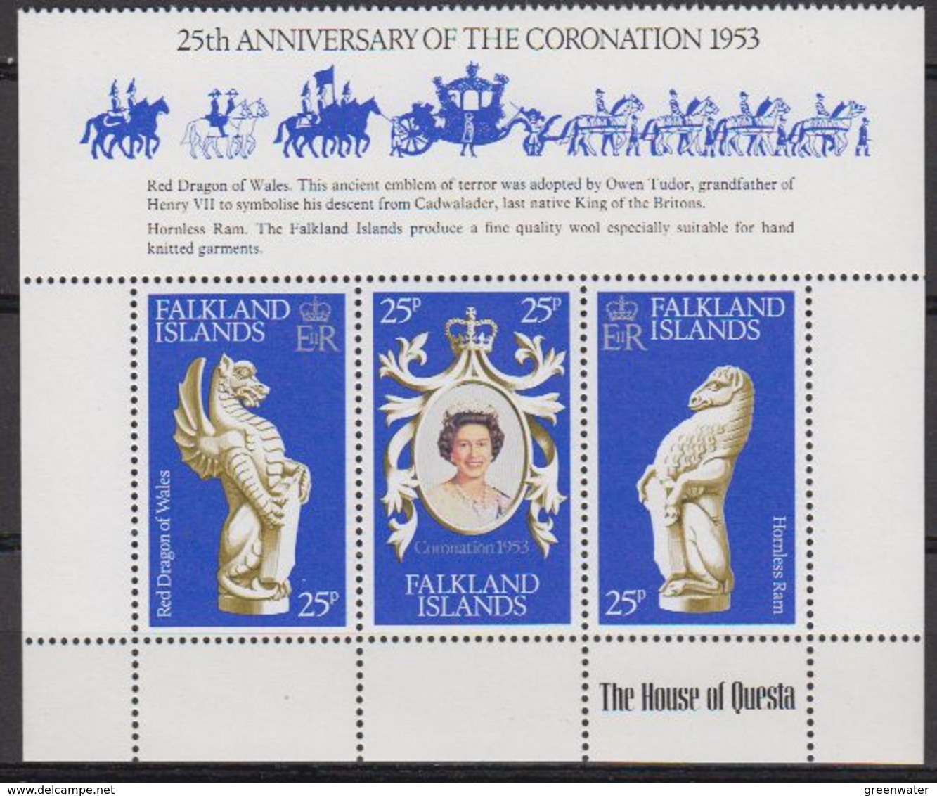 Falkland Islands 1978 Coronation 3v From M/s ** Mnh (42489A) - Islas Malvinas