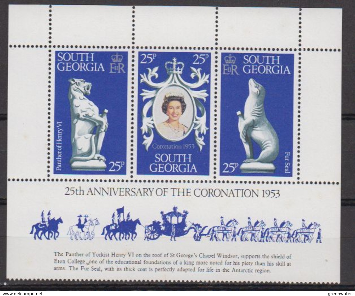 South Georgia 1978 25th. Ann. Of Coronation 3v From Sheetlet ** Mnh (42489B) - Zuid-Georgia