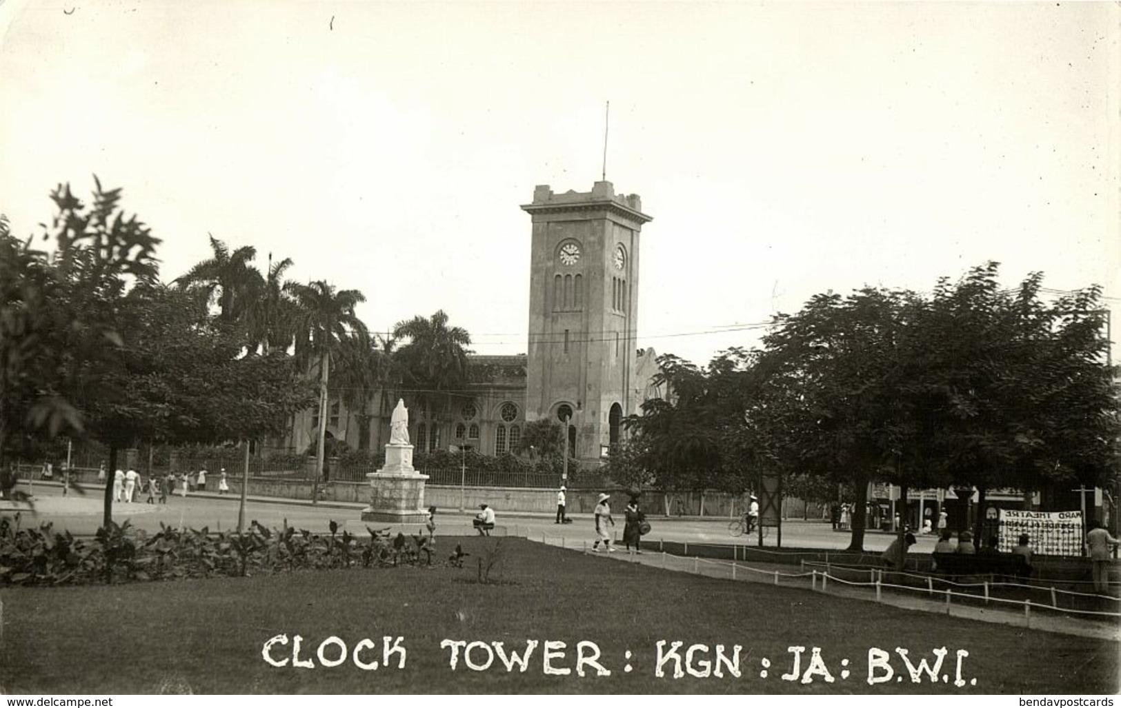 Jamaica, B.W.I., KINGSTON, Parish Church, Clock Tower (1910s) RPPC Postcard - Jamaica