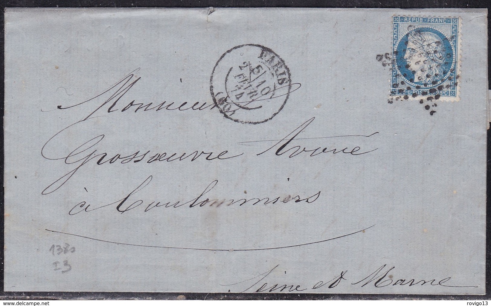 France, Paris - étoile Pleine Avec Càd 1380 Sur LAC De 1874 - 1849-1876: Période Classique