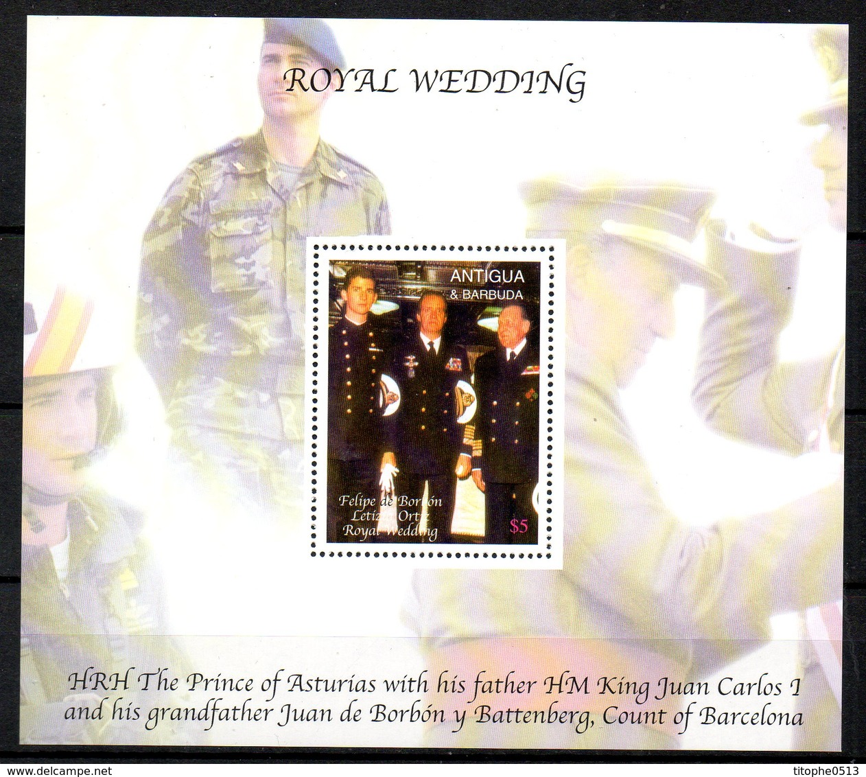 ANTIGUA. BF 588 De 2004. Mariage Royal Espagnol. - Familles Royales