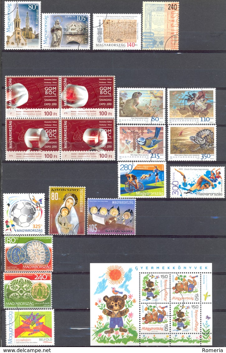 Hongrie - 2010 - Lot Timbres Et BF Oblitérés - Nºs Dans Description - Used Stamps