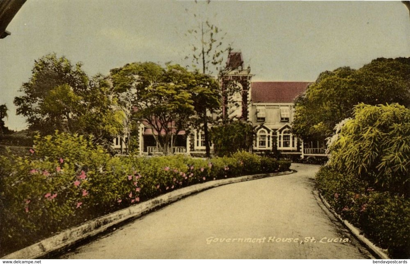 St. Lucia, B.W.I., Government House (1930s) Postcard - Sainte-Lucie