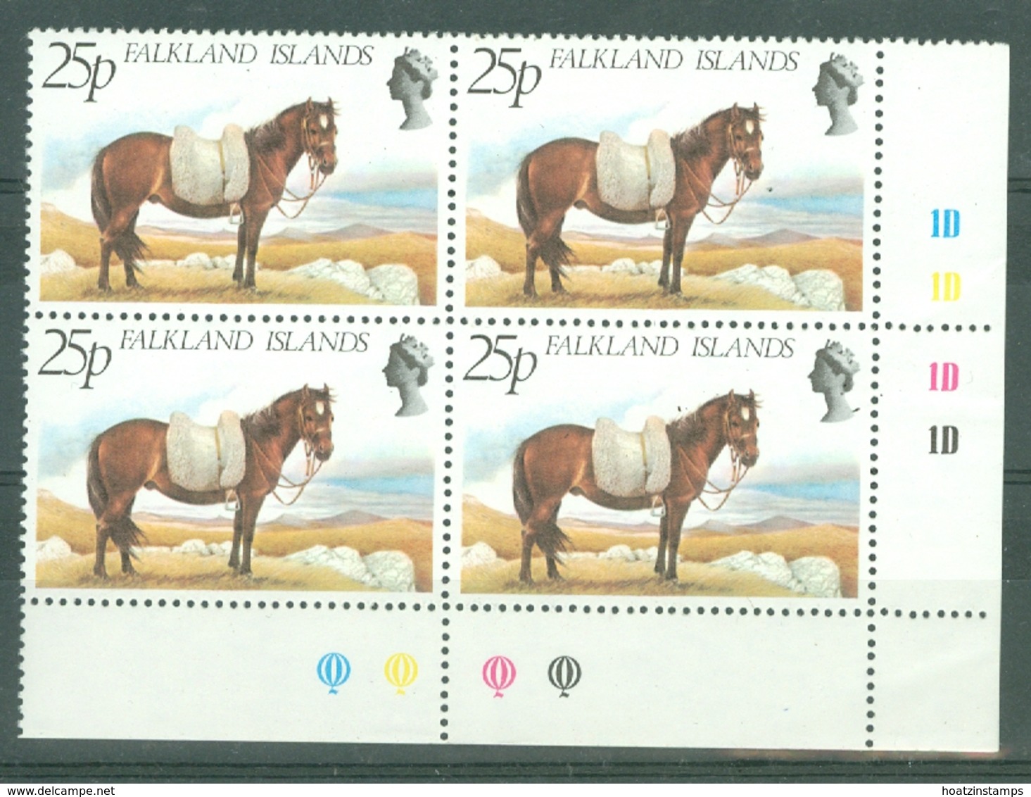 Falkland Is: 1981   Farm Animals   SG394w   25p   [Wmk Crown To Right Of CA]   MNH Block Of 4 - Falkland