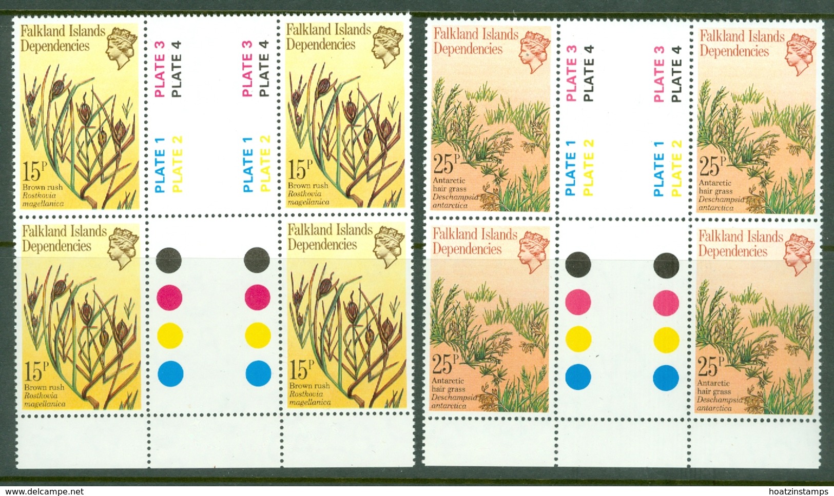 Falkland Islands Dep: 1981   Plants        MNH Gutter Blocks Of 4 - Falkland Islands