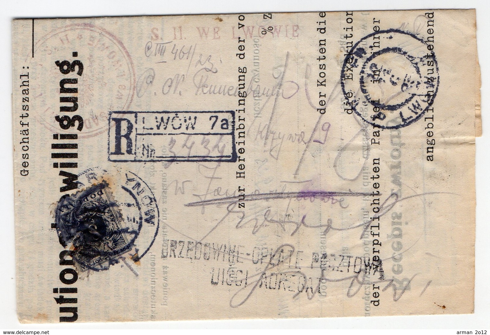 Poland Ukraine Registered Lwow Zamarstynow Postage Due - Covers & Documents