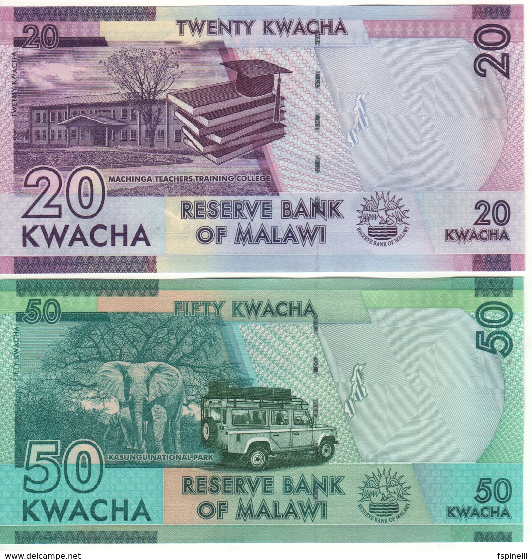 MALAWI  New Date 20 & 50 Kwacha   Dated   1st January 2017 & 1st June2018  UNC    ( P63c  & P64e ) - Malawi