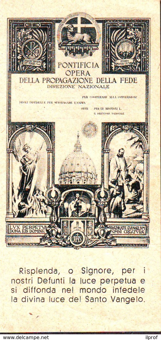 P.O. Della Propagazione Della Fede, Santino Con Preghiera Anni '50 - Religion & Esotérisme