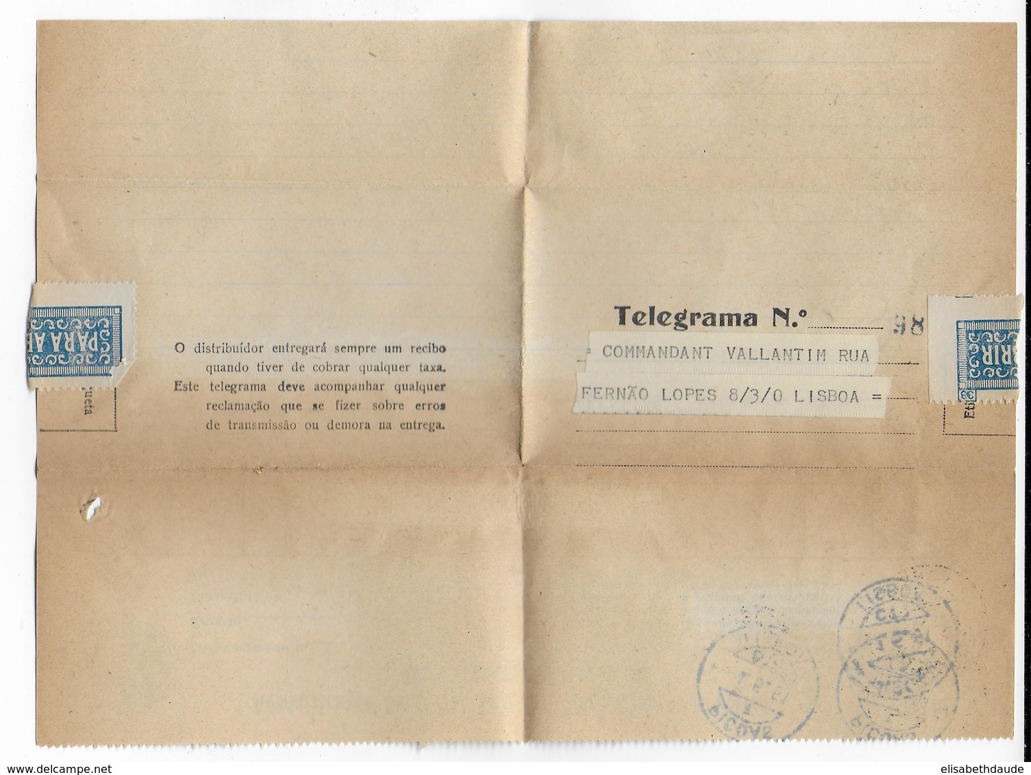 PORTUGAL - 1951 - TELEGRAMME De SANTAREM => LISBONNE PICOAS LISBOA - Cartas & Documentos