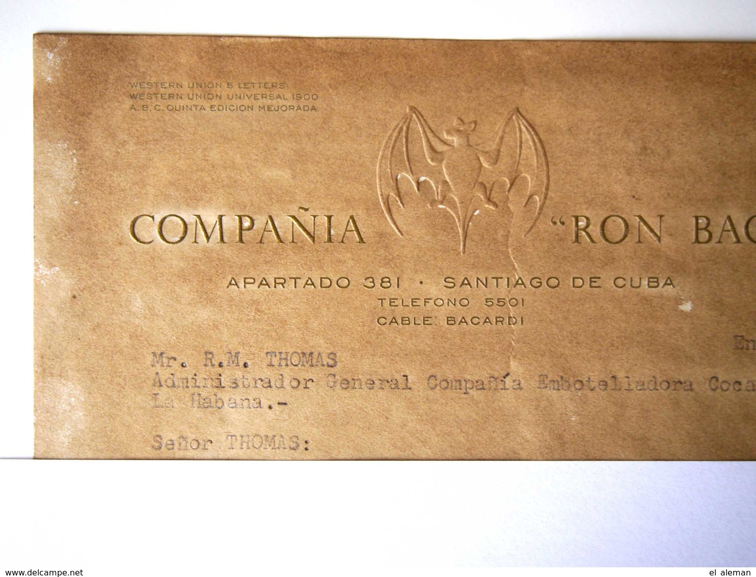 Bacardi Letter 1956,original,from Boss José Bosch(Pepín) To COCA COLA, Mr.Thomas - Documenti Storici