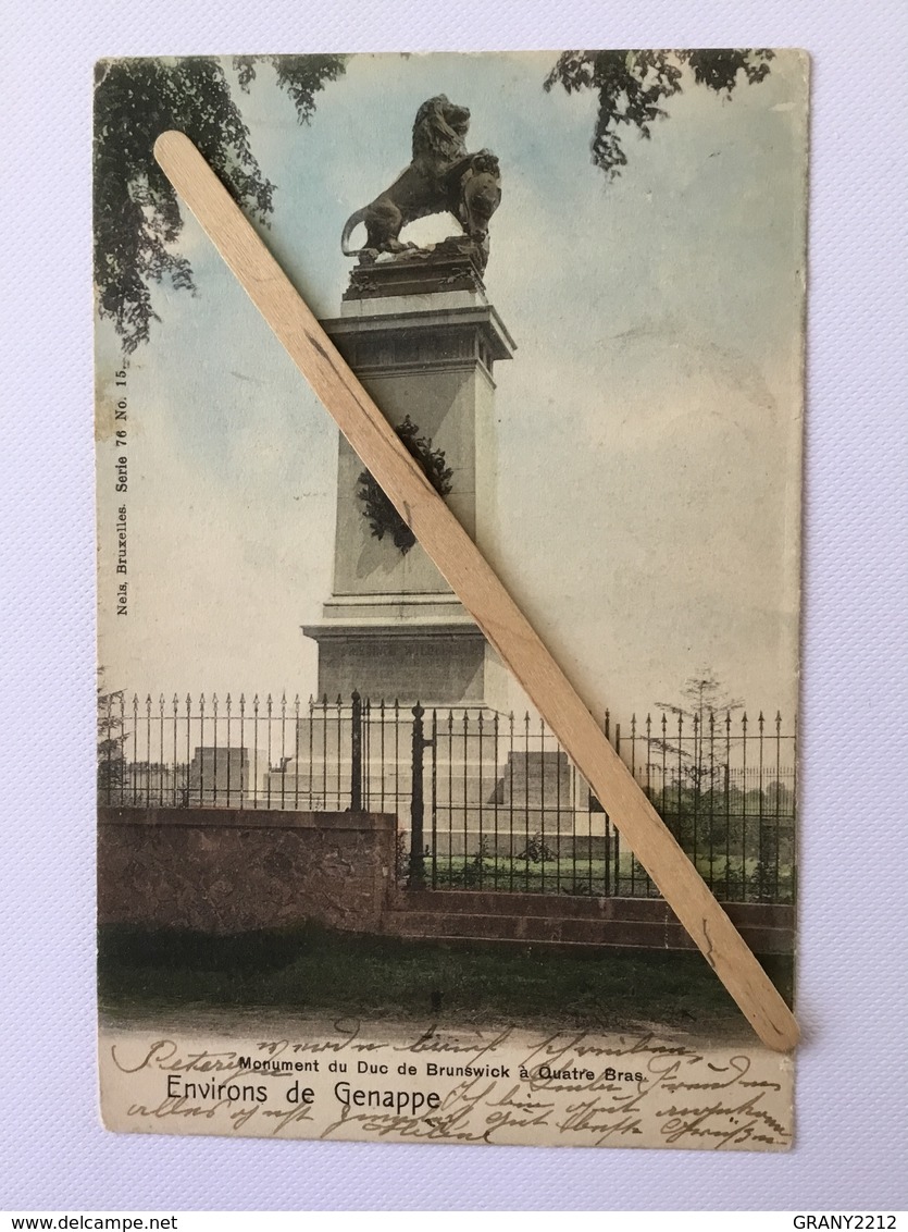 ENVIRONS DE GENAPPE »Monument Du Duo De Brunswick à QUATRE BRAS »couleur,1904 NELS Serie 76 Nº 15. - Genappe