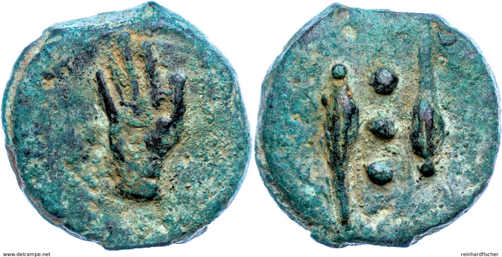 Anonym, Quadrans (82,58g), 280-276 V. Chr., Rom. Av: Zwei Ähren, Dazwischen Drei Kugeln. Rev: Hand Nach Links, Darunter  - Republiek (280 BC Tot 27 BC)