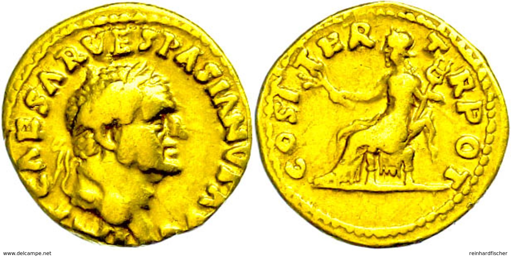 Vespasianus, 69-71, Aureus (7,13g), Rom. Av: Büste Nach Rechts, Darum Umschrift. Rev: Thronende Pax Nach Links, Darum "C - Altri & Non Classificati