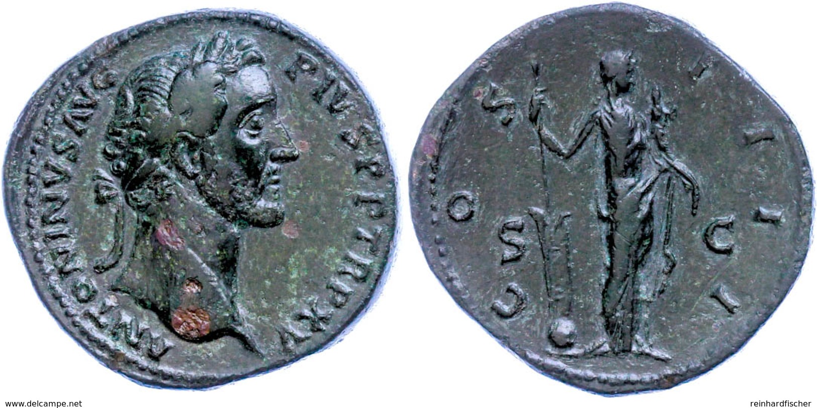 Antoninus Pius, 138-161, Sesterz (27,04g). Av: Kopf Nach Rechts, Darum Umschrift. Rev: Stehende Fortuna Zwischen "S C" M - Sonstige & Ohne Zuordnung