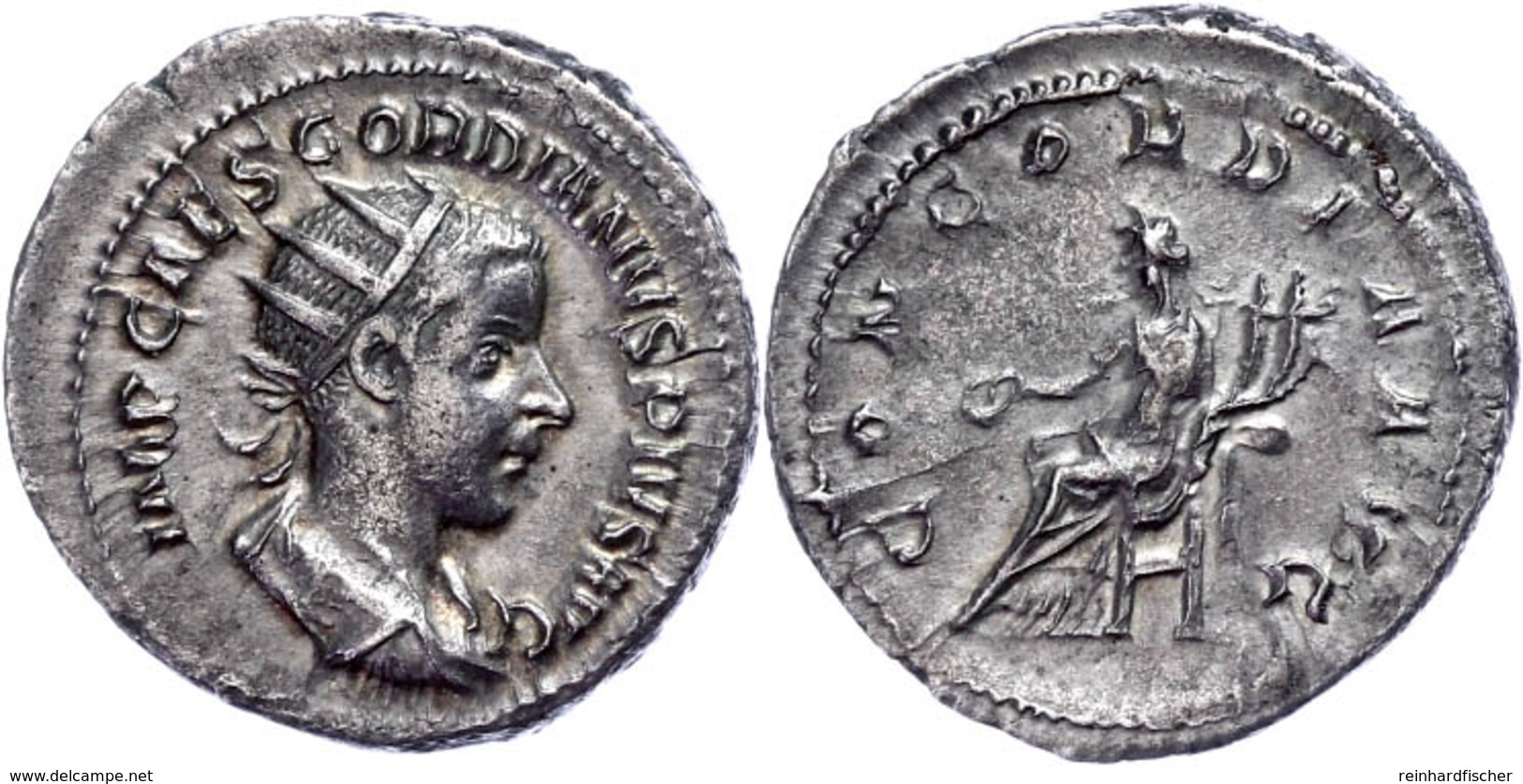 Gordianus III., 238-244, Antoninian (4,17g). Av: Büste Nach Rechts, Darum Umschrift. Rev: Thronende Concordia Mit Doppel - Other & Unclassified