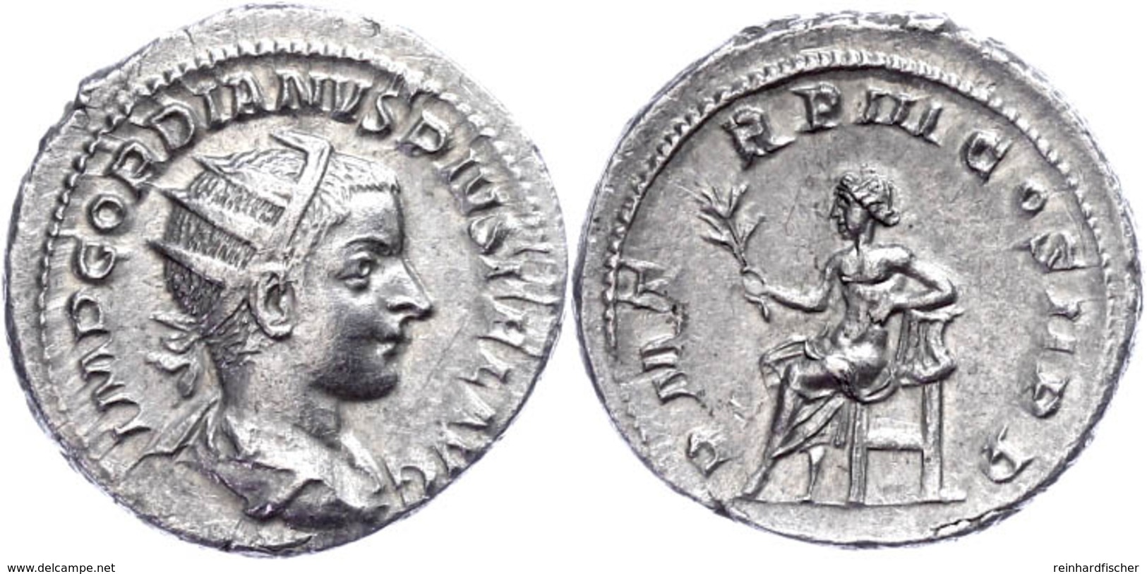 Gordianus III., 238-244, Antoninian (4,76g). Av: Büste Nach Rechts, Darum Umschrift. Rev: Thronender Apollo Nach Links,  - Sonstige & Ohne Zuordnung