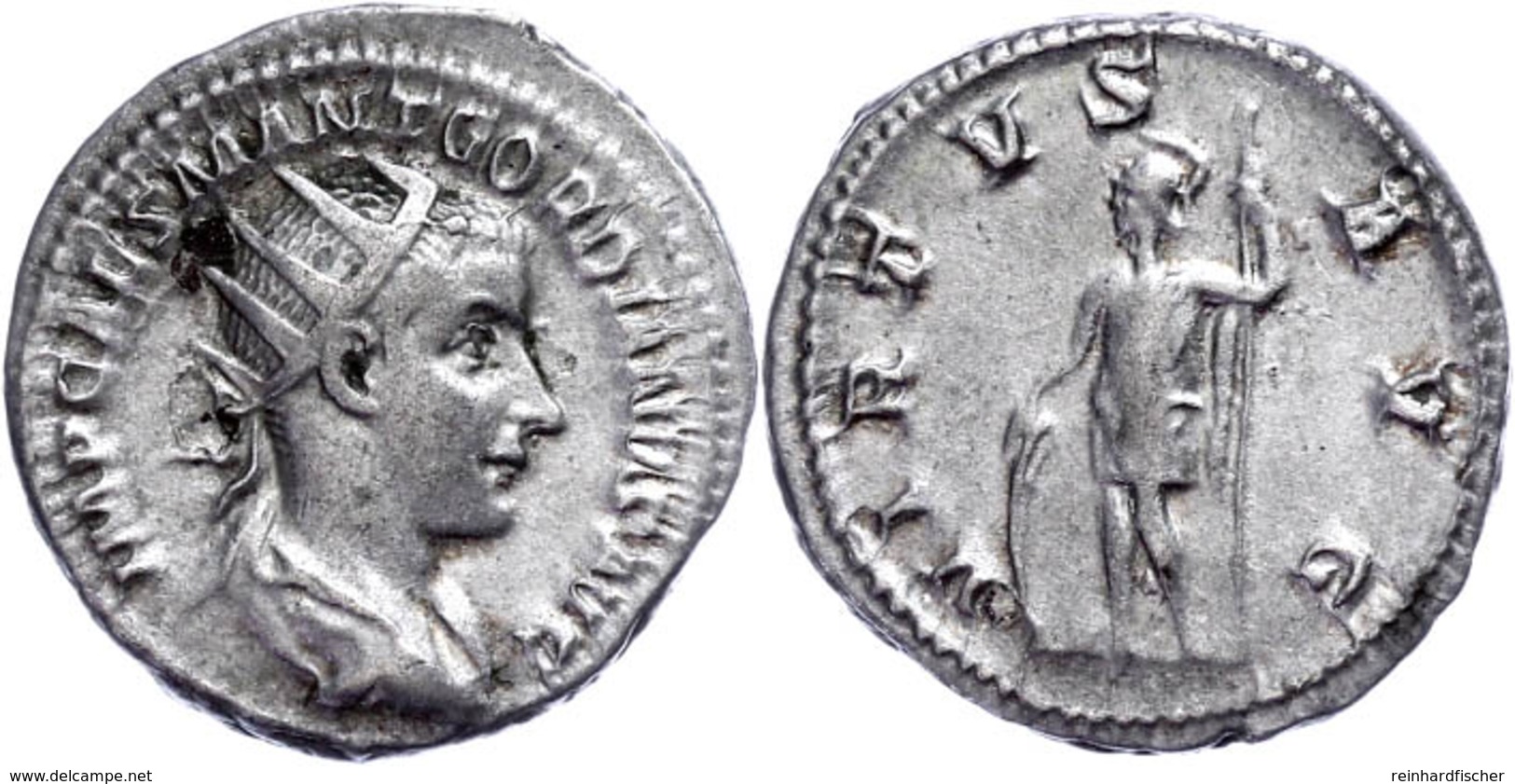 Gordianus III., 238-244, Antoninian (4,85g). Av: Büste Nach Rechts, Darum Umschrift. Rev: Stehender Virtus Mit Helm, Sch - Sonstige & Ohne Zuordnung