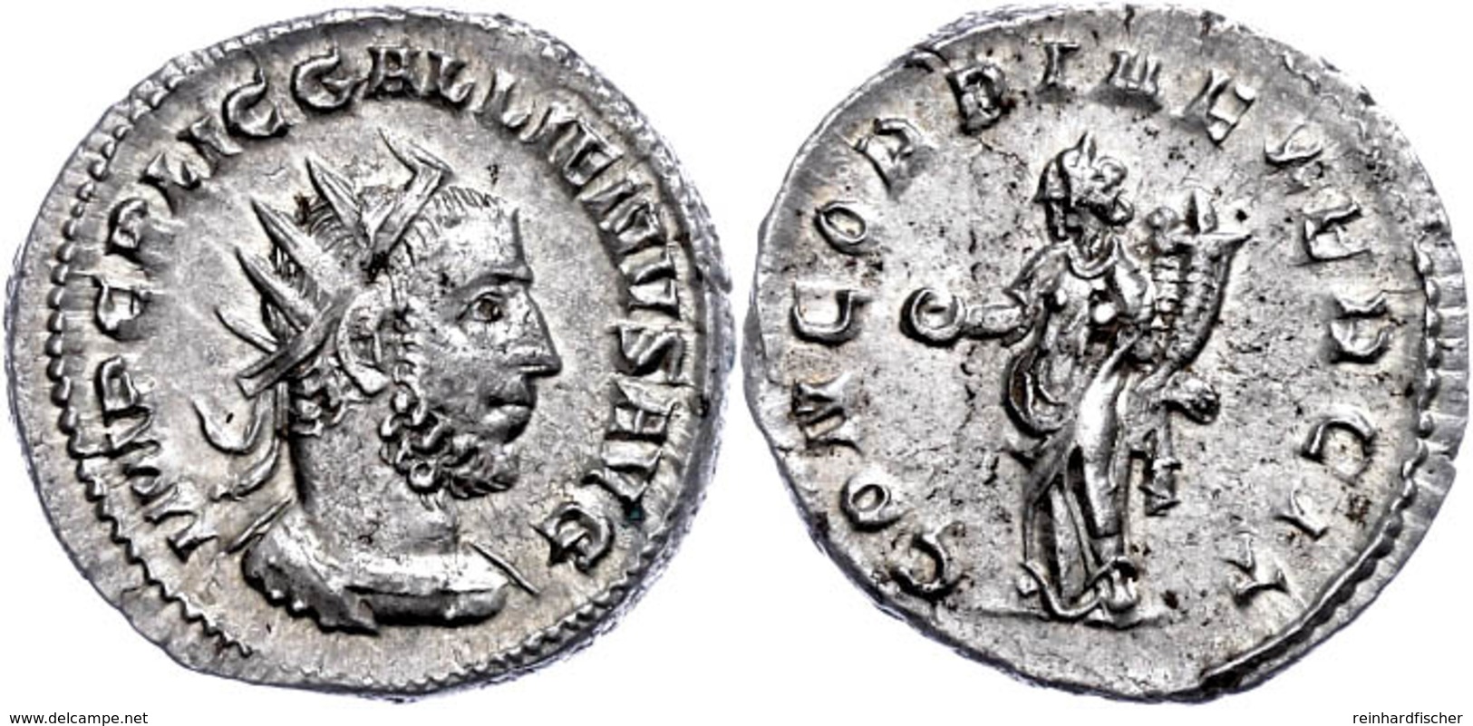 Gallienus, 253-260, Antoninian (3,65g), Rom. Av: Büste Nach Rechts, Darum Umschrift. Rev: Stehende Concordia Mit Doppelf - Sonstige & Ohne Zuordnung