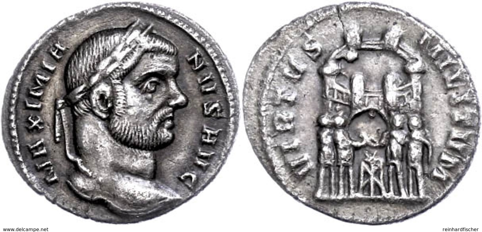 Maximianus, 285-305, Argenteus (3,27g), Rom. Av: Kopf Nach Rechts, Darum "MAXIMIA - NVS AVG". Rev: Vier Opfernde Tetrarc - Sonstige & Ohne Zuordnung
