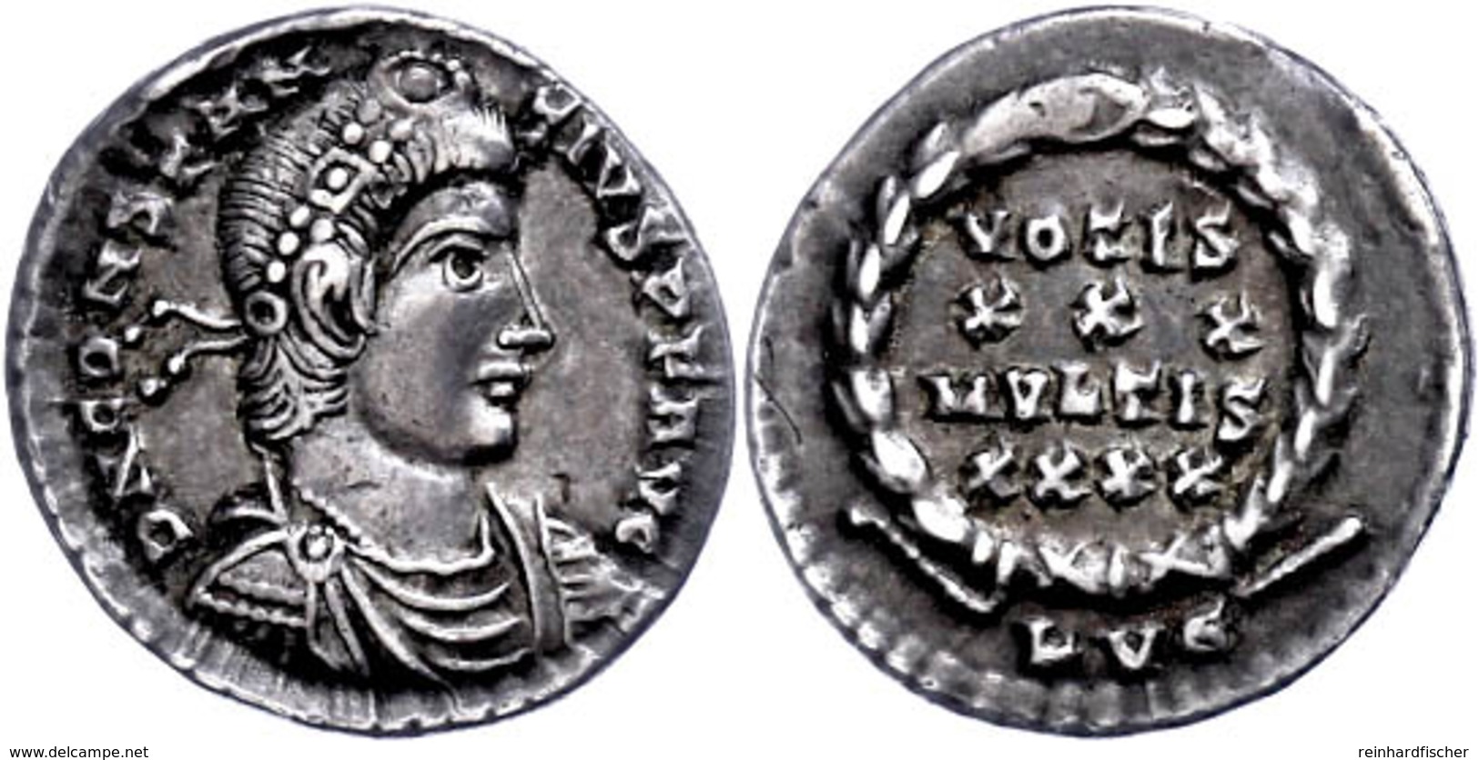 Constantius II., 337-361, Siliqua (1,98g), Lyon. Av: Büste Nach Rechts, Darum Umschrift. Rev: "VOTIS / XXX / MVLTIS / XX - Sonstige & Ohne Zuordnung
