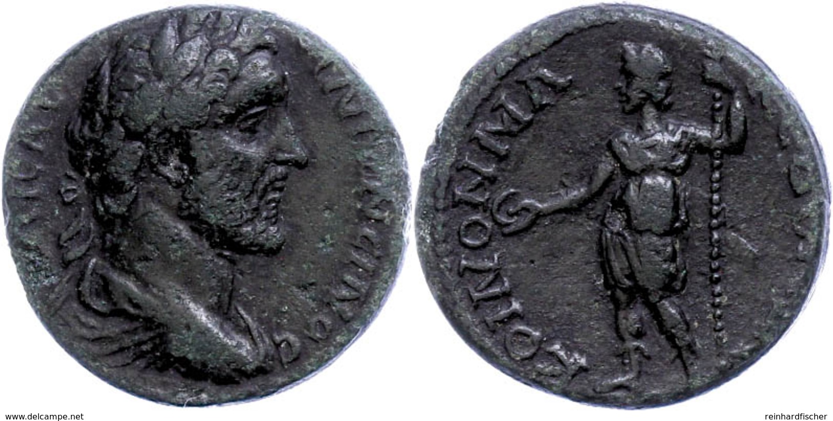 Koinon Der Makedonen, Æ (10,26g), Antoninus Pius, 138-161. Av: Büste Nach Links, Darum Umschrift. Rev: Stehende Ares Mit - Röm. Provinz