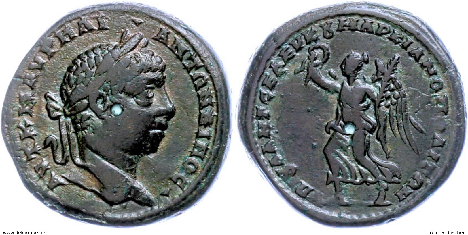 Moesien, Markianopolis, Æ-Tetrassarion (12,46g), 218-222, Elagabalus. Av: Büste Nach Rechts, Darum Umschrift. Rev: Nike  - Röm. Provinz