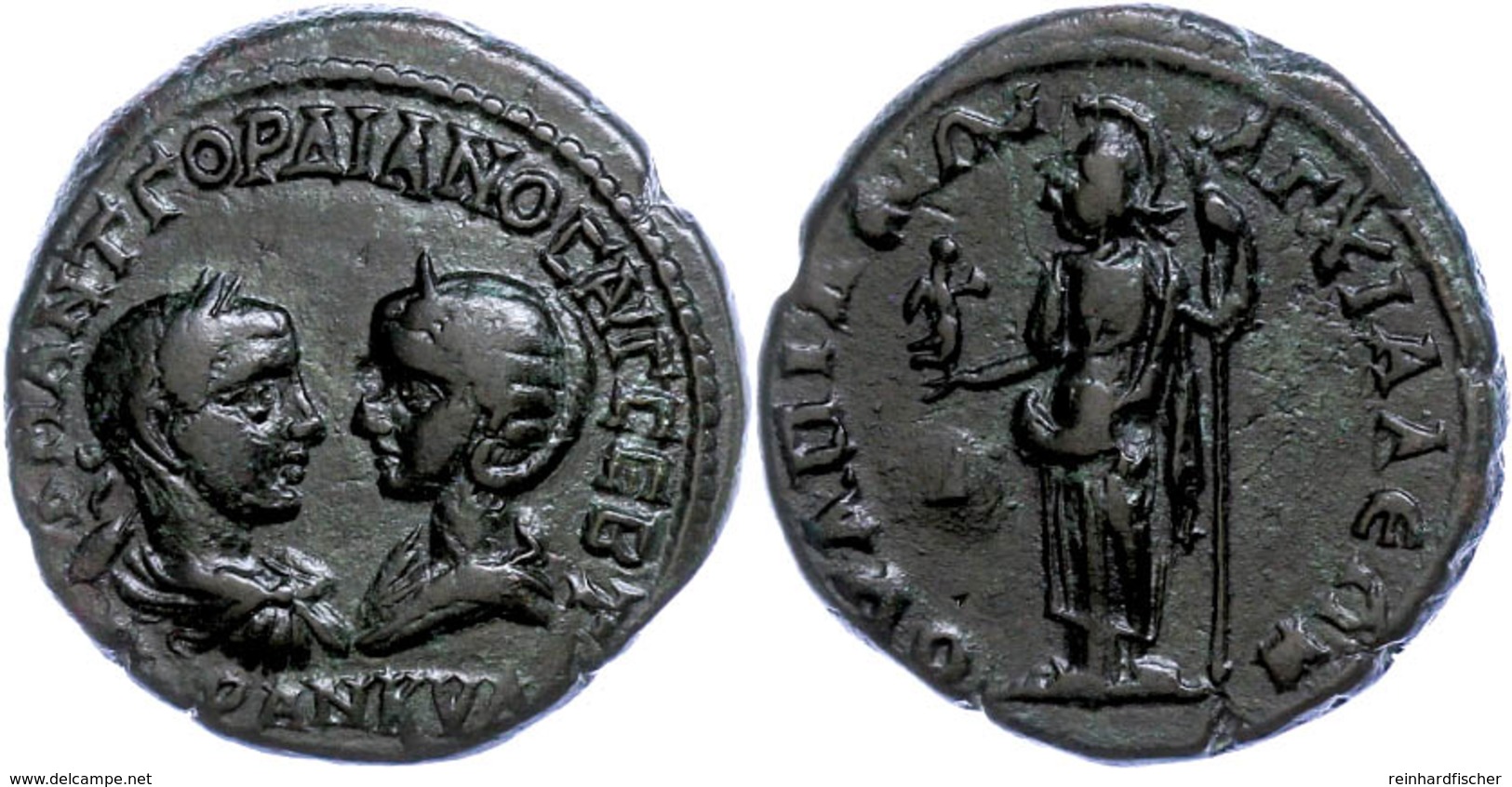 Thrakien, Anchialos, Æ (10,42g), Gordianus III., 238-244. Av: Die Büsten Des Kaiserpaares Einander Gegenüber, Darum Umsc - Röm. Provinz