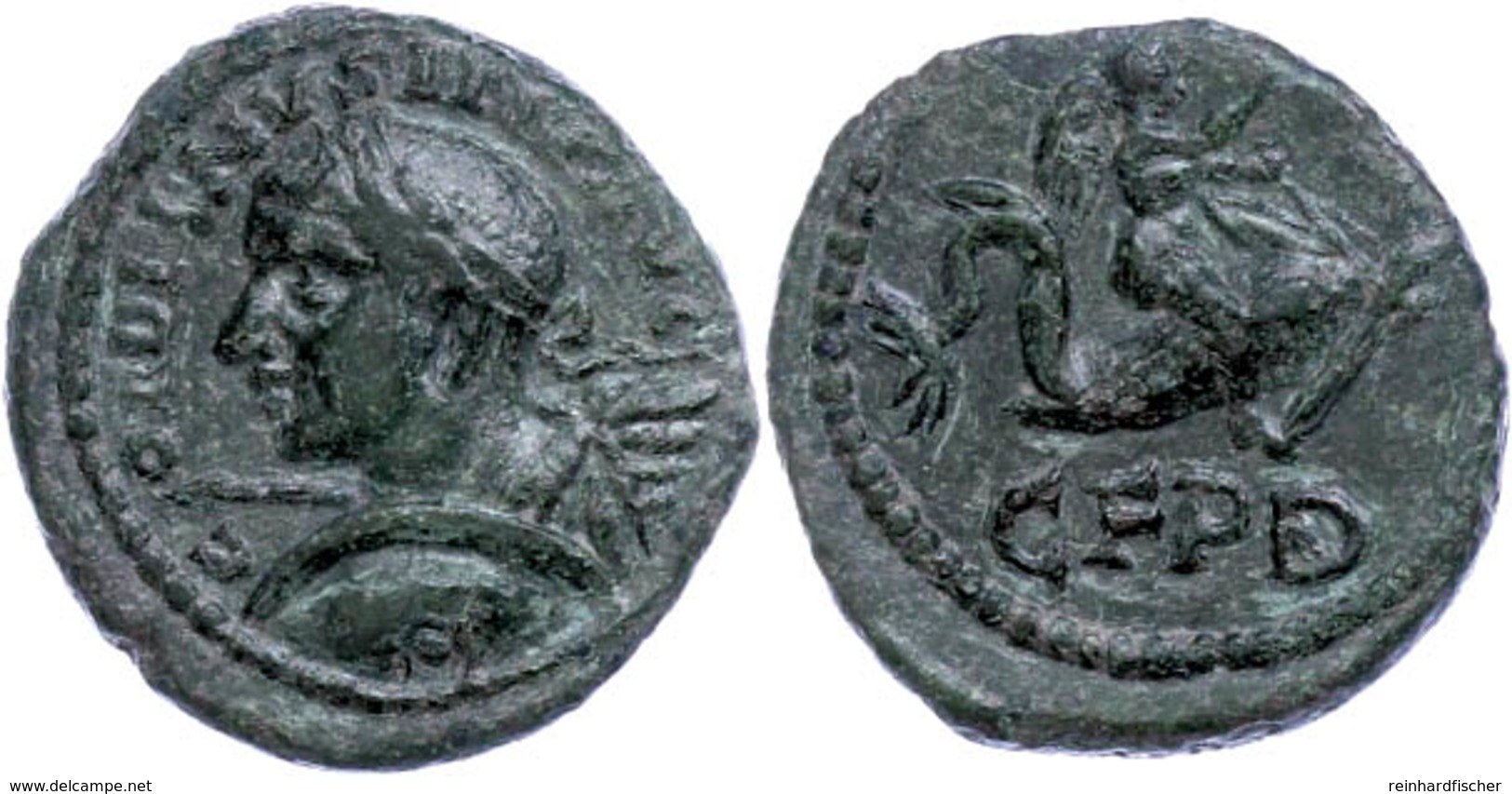 Thrakien, Deultum, Æ (3,67g), Gordianus III., 238-244. Av: Büste Nach Rechts, Darum Umschrift. Rev: Eros Reitet Auf Delp - Röm. Provinz