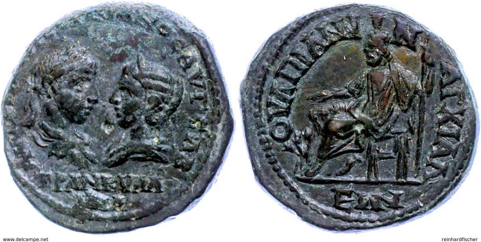 Thrakien, Anchialos, Æ-Pentassarion (13,90g), 241-244, Gordianus III. Mit Tranquillina. Av: Beider Büsten Einander Gegen - Röm. Provinz
