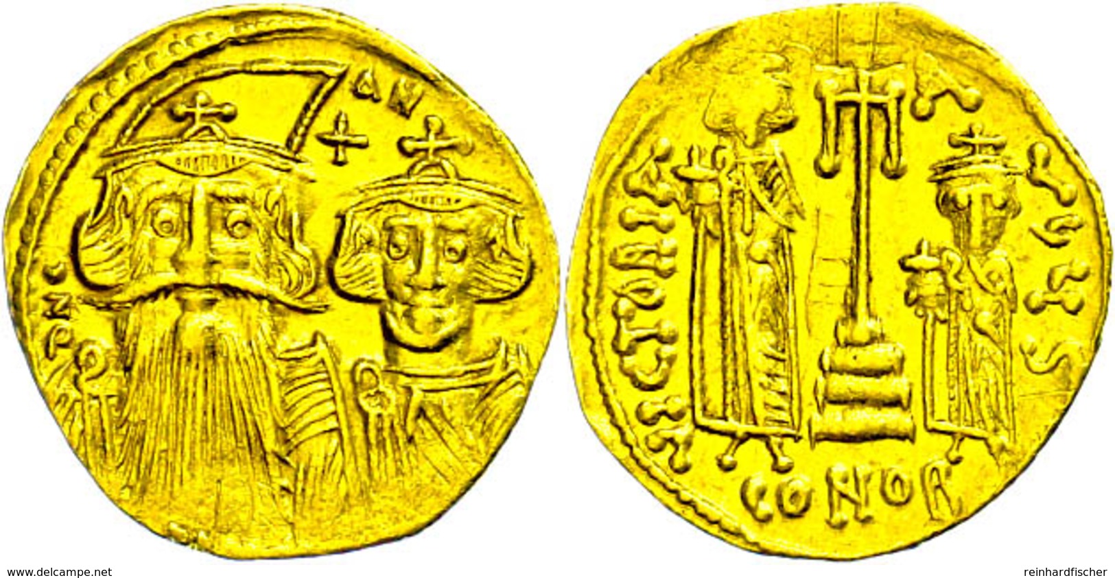 Constans II., 641-668, Solidus (4,35g), Konstantinopel. Av: Die Brustbilder Von Constans II. Und Constantinus IV. Nebene - Byzantinische Münzen