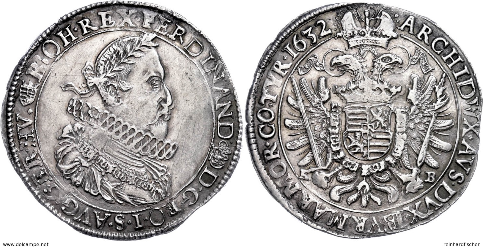 Taler, 1632, Ferdinand II., Kremnitz, Dav. 3129, Leichte Prägeschwäche, Vz.  Vz - Autriche