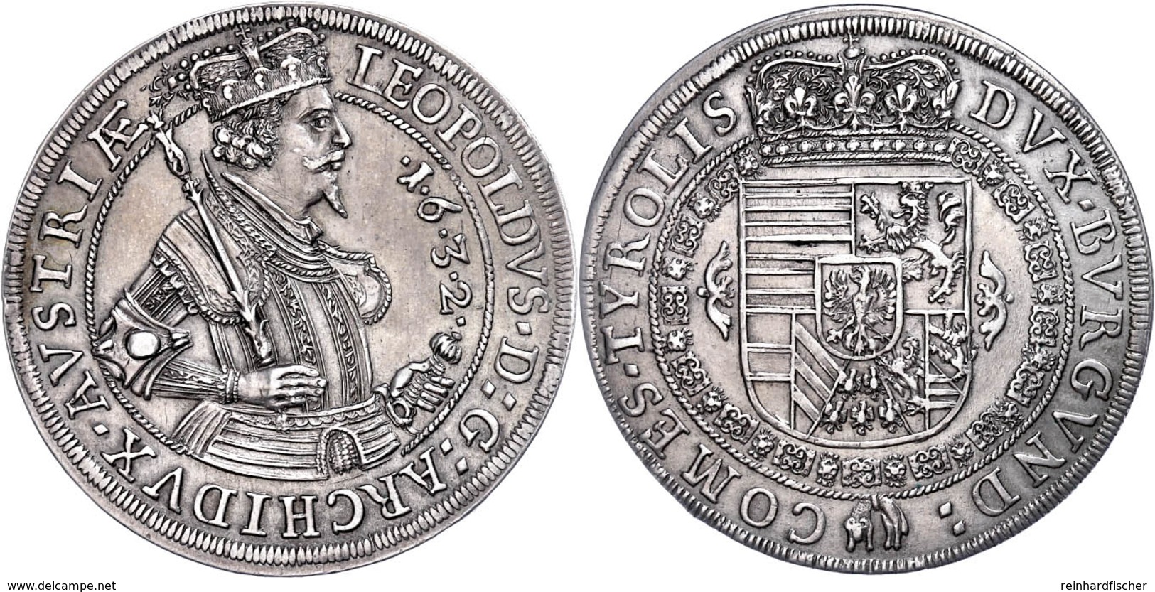 Taler, 1632, Leopold V., Hall, Dav. 3338, Vz.  Vz - Austria