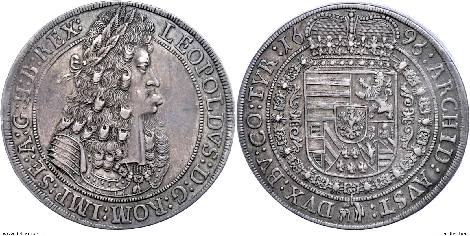 Taler, 1696, Leopold I., Hall, Dav. 3245, Ss-vz.  Ss-vz - Autriche