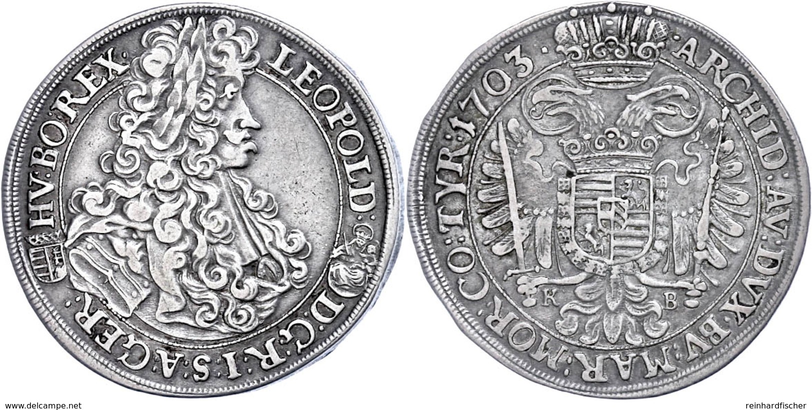 1/2 Taler, 1703, Leopold I., Kremnitz, Ss.  Ss - Oesterreich