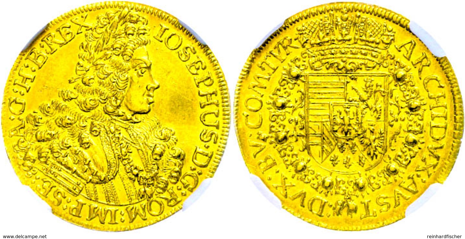 Dukat, O.J. (1705-1711), Josef I., Hall, Fb. 352, Etwas Wellig, In Slab Der NGC Mit Der Bewertung MS 61. Sehr Selten, Be - Oesterreich