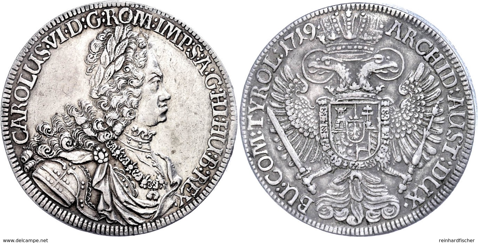 Taler, 1719, Karl VI., Hall, Herinek 338, Ss-vz.  Ss-vz - Autriche