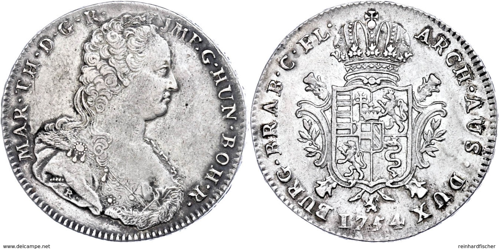 Ducaton, 1754, Maria Theresia, Brügge, Eypeltauer 417, Dav. 1281, Ss+. - Oesterreich