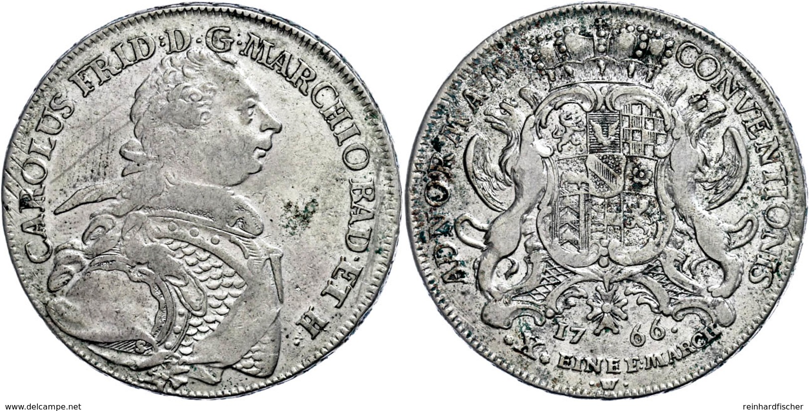 Taler, 1766, Karl Friedrich, Dav. 1933, Kl. Kratzer, Ss.  Ss - Sonstige & Ohne Zuordnung