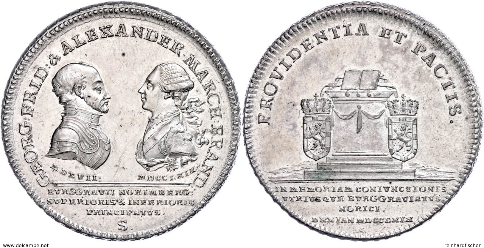 Taler, 1769, Christian Friedrich Karl Alexander, Auf Die Vereinigung Mit Bayreuth, Dav. 1999, Feine Kratzer, Vz.  Vz - Sonstige & Ohne Zuordnung