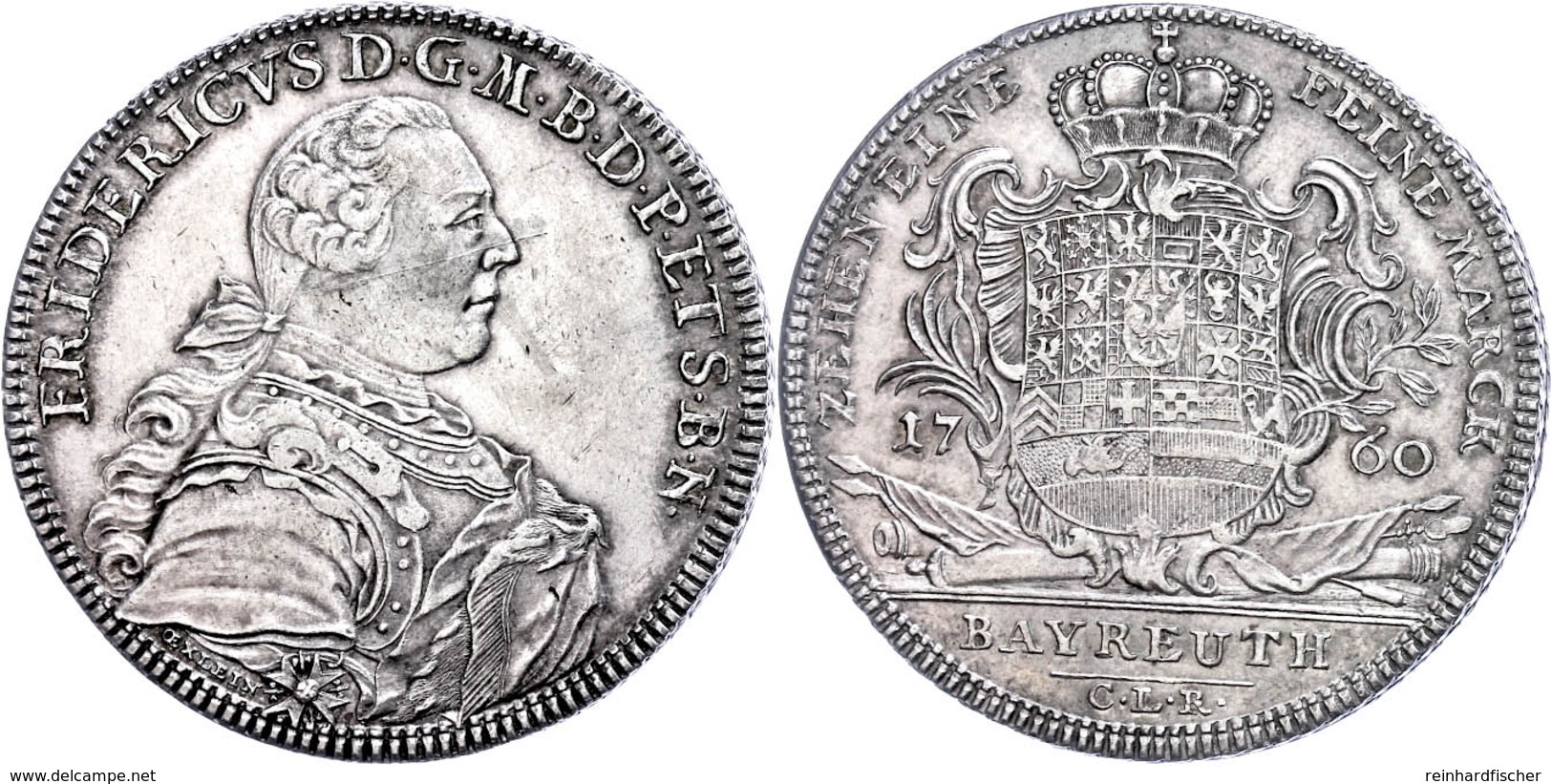 Taler, 1760, Friedrich, Dav. 2037, Avers Etwas Berieben, Ss-vz.  Ss-vz - Sonstige & Ohne Zuordnung