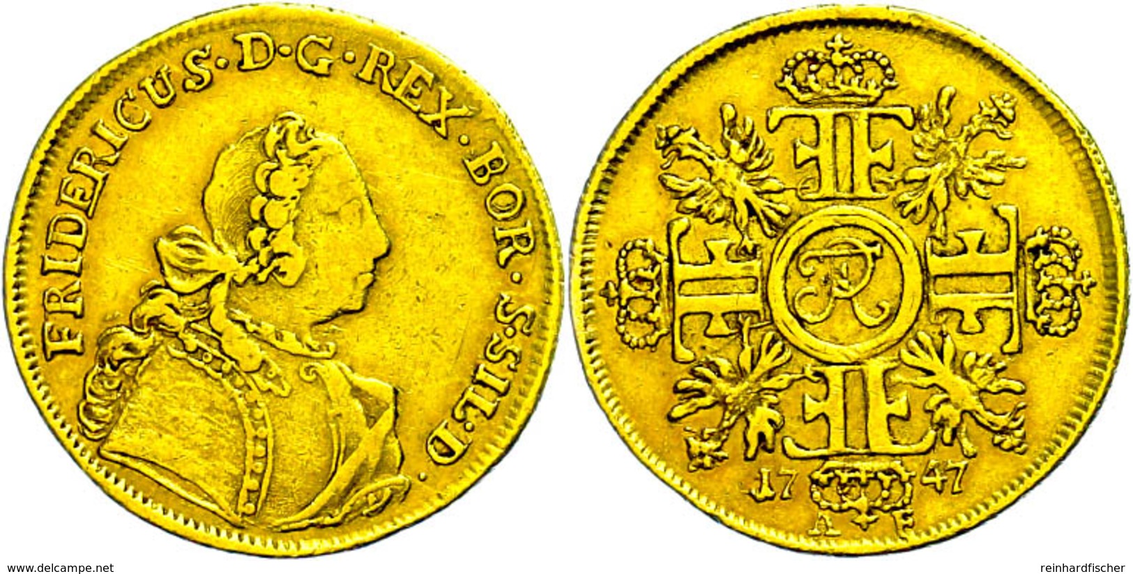 Friedrich D'or, 1747, Friedrich II., AE (Breslau), Fb. 2376, Olding 389b, Ss. Selten!  Ss - Sonstige & Ohne Zuordnung