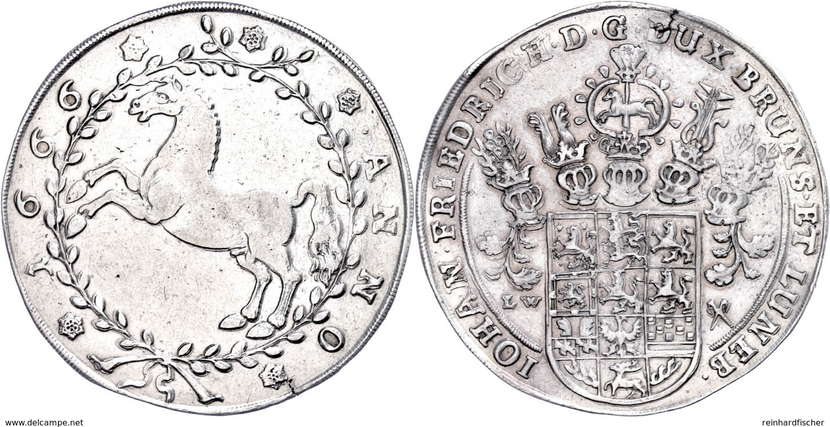 Taler, 1666, Johann Friedrich, Welter 1716, Dav. 6549, Avers Gereinigt, Ss-vz.  Ss-vz - Sonstige & Ohne Zuordnung